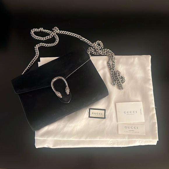 Gucci Dionysus Wallet on a Chain Purse - black suede - Picture 1 of 17